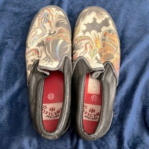 Draven Men's Tokyo Hiro Tattoo Rising Sun Japan Skate Slip On Shoes